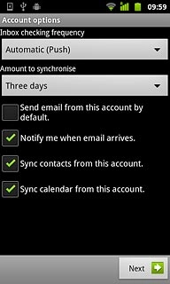 Press the drop down list below Inbox checking frequency.