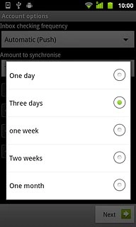 Press the required setting.