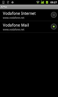 Press the field next to Vodafone Mail to fill in the field.