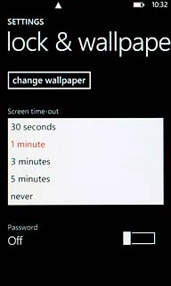 To turn on automatic key lock:Press the required interval.