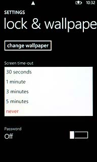 To turn off automatic key lock:Press never.