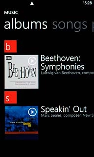 Press the album cover and follow these instructions to see your options when using the music player.