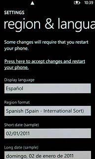 Press Press here to accept changes and restart your phone.Wait a moment while your phone is restarted.