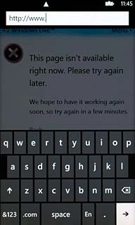 Key in the address of the required web page and press arrow right.
