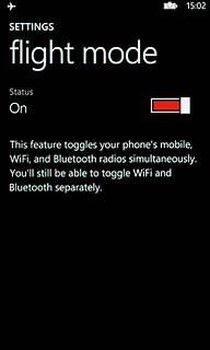 Press the indicator next to Status.Depending on the current setting, the function is turned on or off.