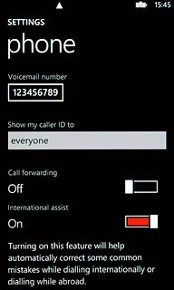 Press the indicator next to Call forwarding to turn on the function.