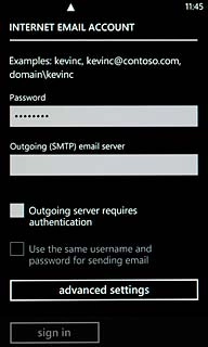 Press the field below Outgoing (SMTP) email server and key in the name or IP address of your email provider's outgoing server.Please note that if you can't send email messages when using your email provider's outgoing server, key in smtp.vodafone.net.au (Vodafone's outgoing server).