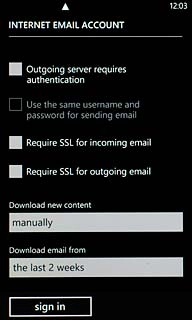 Press the field below Download email from.