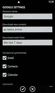 Press the field below Account name and key in a name for your email account (such as Private or Work).