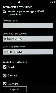 Press the field below Account name and key in a name for the email account.