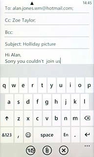 Press the text input field and write the required text.