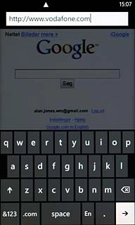 Key in the address of the required web page and press arrow right.