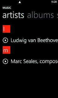 Press the required category at the top of the display.Go to the required audio file.