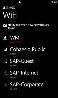 A list of Wi-Fi networks within range is displayed.Press the required Wi-Fi network.Follow the instructions on the display to select security settings, if required.