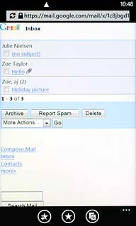 You can now use the application.Please note that Gmail isn't part of the original application package and therefore only a general description is given here.You have a number of options, such as:Send email messagesRetrieve and read email messagesReply to email messagesView list of contactsSelect application settings