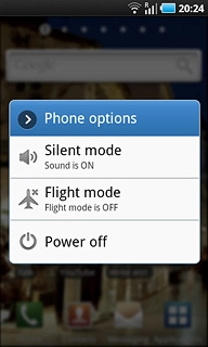 Press Flight mode.Depending on the current setting, flight mode is now turned on or off.
