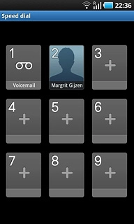 Press + on the required speed dialling key.
