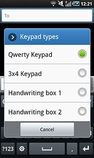 Press Qwerty Keypad, 3x4 Keypad, Handwriting box 1 or Handwriting box 2.