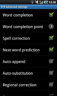 Press Word completion to turn the function on or off.