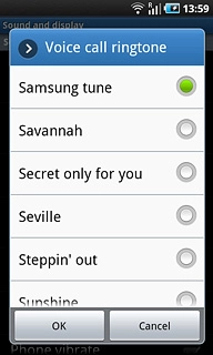 Press the different ringtones to listen to them.