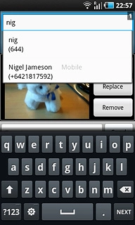 A picture message containing the picture or video clip is created.Key in the first letters of the required contact.Matching contacts are displayed.Press the required contact.