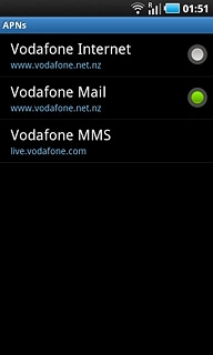 Press the field next to Vodafone Internet to fill in the field.