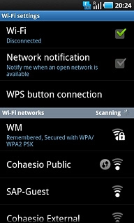 A list of Wi-Fi networks within range is displayed.Press the required network.