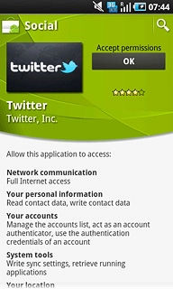 Press OK.Wait while the application is downloaded and installed.