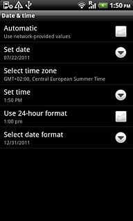 Press Automatic to turn automatic date and time update on or off.