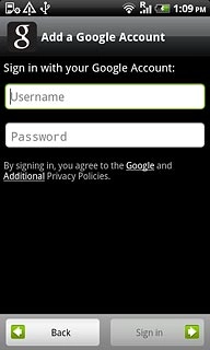 Press Username and key in the username for your Google account.