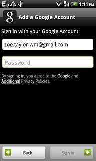 Press Password and key in the password for your Google account.
