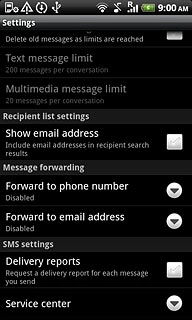 Press Delivery reports below SMS settings to turn the function on or off.