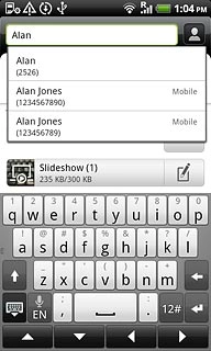 Key in the first letters of the required contact.Matching contacts are displayed.Press the required contact.