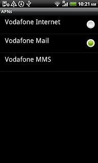 Press the field next to Vodafone Mail to fill in the field.