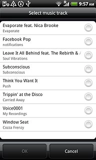 Press the field next to the required audio file.