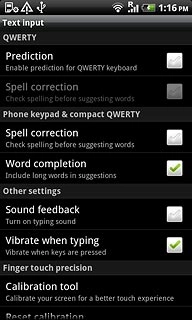 Press Prediction to turn word suggestion on or off.