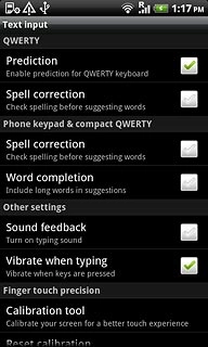 Press Word completion to turn word suggestion on or off.