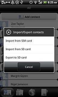 Press Import from SIM card.