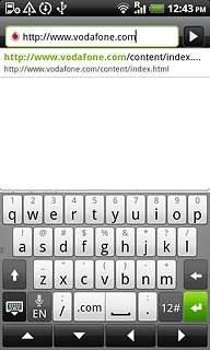 Key in the address of the required web page and press arrow right.