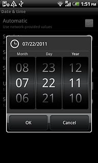 Slide the numbers up or down to set the date.