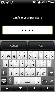 Key in the phone lock code again and press OK.