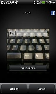 Key in text for the picture or the video clip.Press Upload.