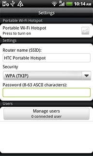 Press the field below Password (8-63 ASCII characters).Key in the required password.