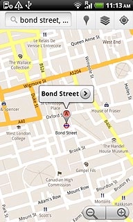 The selected destination is displayed as a point on the map.