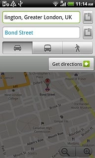 Press Get directions.The route is displayed.