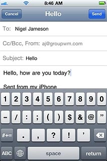 Press Send when you've finished your email message.