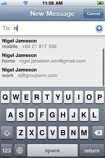 Key in the first letters of the required contact.Matching contacts are displayed.Press the required contact.