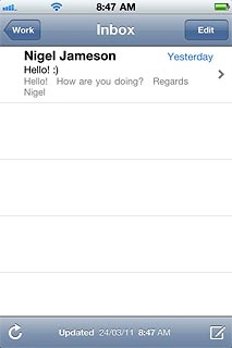 Press the required email message to read it.