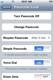 Press Turn Passcode Off.Key in your phone lock code.