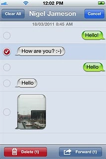 Press the required text message to tick it.